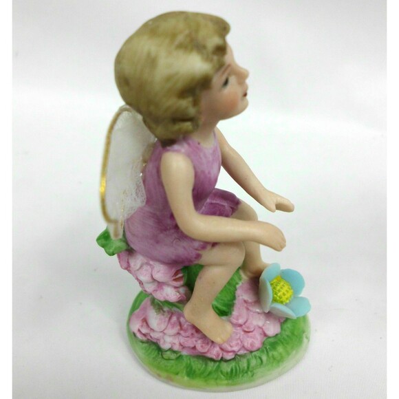 Vintage Enesco 1979 Porcelain Bisque Fairy Woodland Pixie Figurine 3 Inch Set - Picture 9 of 9